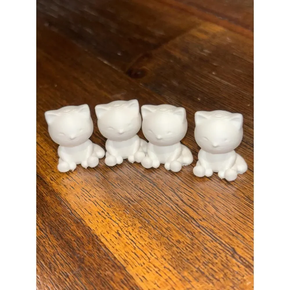 Chibi Kitty Cat Figure Set of 20 Unpainted White | Paint Your Own DIY Craft Kit